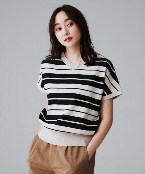 UNTITLED / アンタイトル ニット・セーター | 【初秋のきれいめトップス/前後2WAY】ネックプルオーバーニット(ライトベージュ(351))