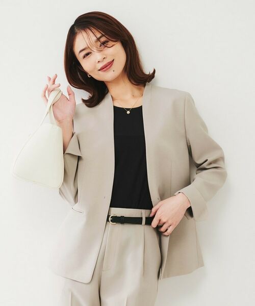 UNTITLED / アンタイトル ノーカラージャケット | 【通勤スーツ】ライトウェイト カラーレスジャケット | 詳細14