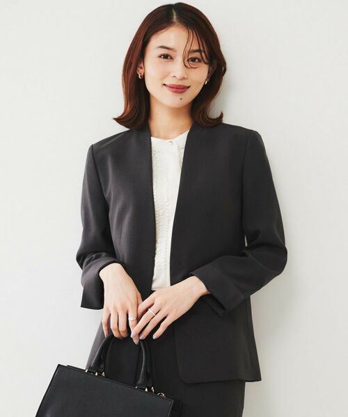 UNTITLED / アンタイトル ノーカラージャケット | 【通勤スーツ】ライトウェイト カラーレスジャケット | 詳細2