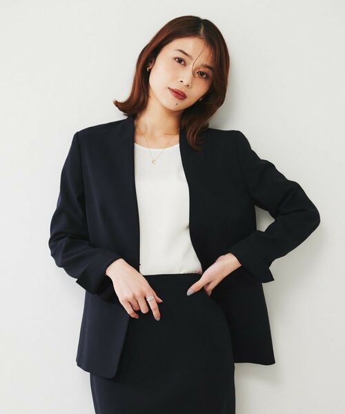 UNTITLED / アンタイトル ノーカラージャケット | 【通勤スーツ】ライトウェイト カラーレスジャケット | 詳細20