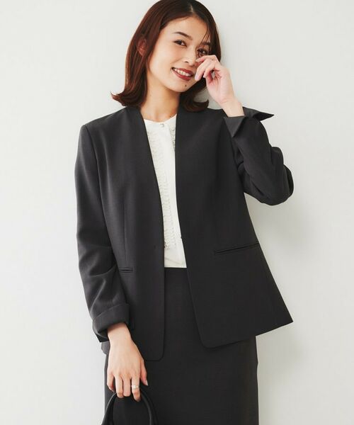 UNTITLED / アンタイトル ノーカラージャケット | 【通勤スーツ】ライトウェイト カラーレスジャケット | 詳細3