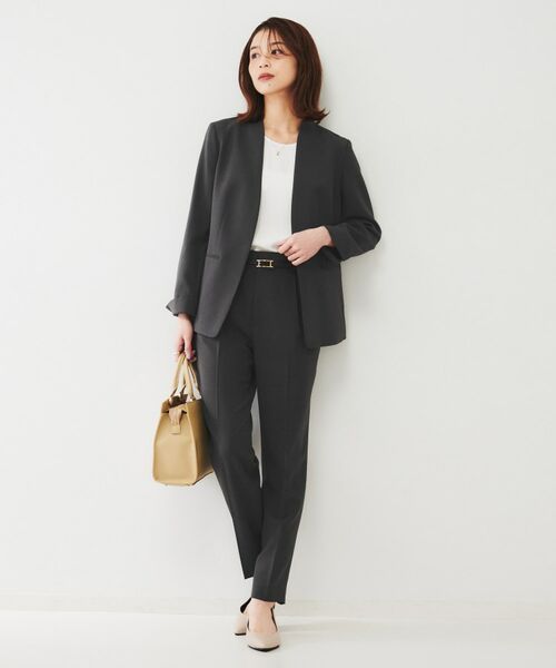 UNTITLED / アンタイトル ノーカラージャケット | 【通勤スーツ】ライトウェイト カラーレスジャケット | 詳細4