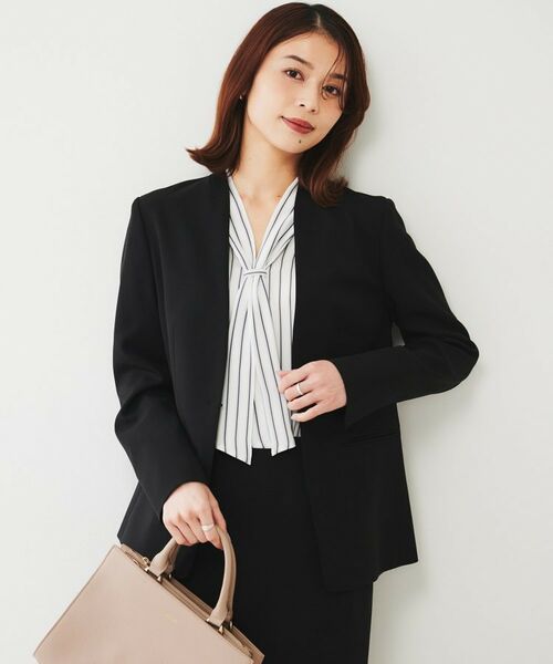 UNTITLED / アンタイトル ノーカラージャケット | 【通勤スーツ】ライトウェイト カラーレスジャケット | 詳細8