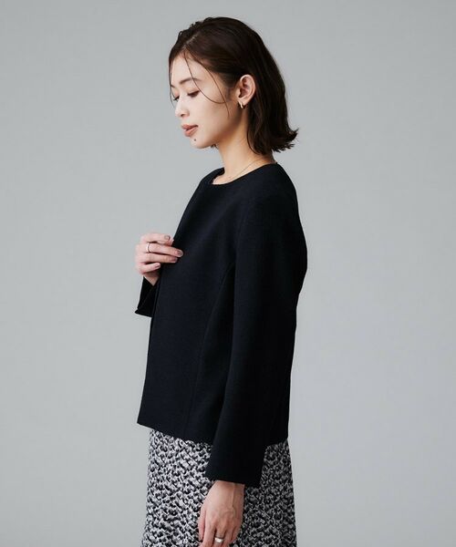 UNTITLED / アンタイトル ノーカラージャケット | 【短丈/日本製】カラミ風メッシュ ノーカラージャケット | 詳細8