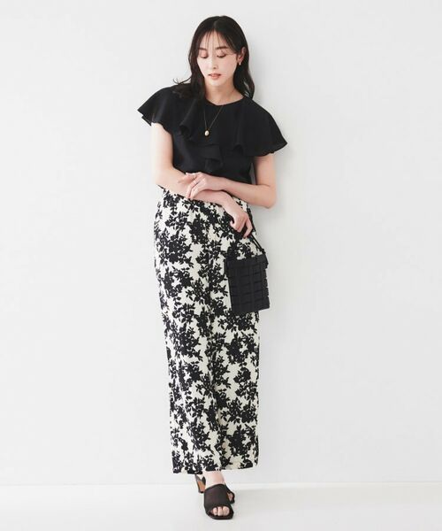 UNTITLED / アンタイトル パンツ | 【ウエストゴム/ワイド/柄】モノトーンフラワーパンツ | 詳細4