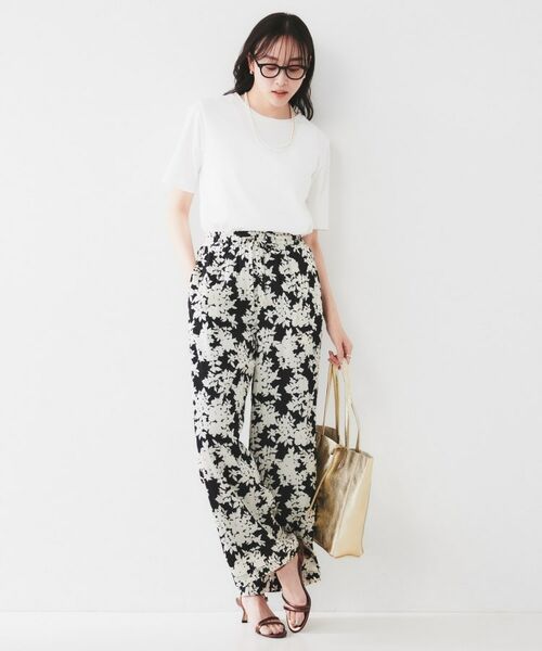 UNTITLED / アンタイトル パンツ | 【ウエストゴム/ワイド/柄】モノトーンフラワーパンツ | 詳細8