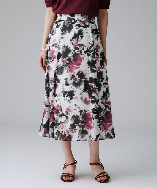 UNTITLED / アンタイトル ロング・マキシ丈スカート | 【シアー/後ろウエストゴム/花柄】ペイントフラワースカート | 詳細2