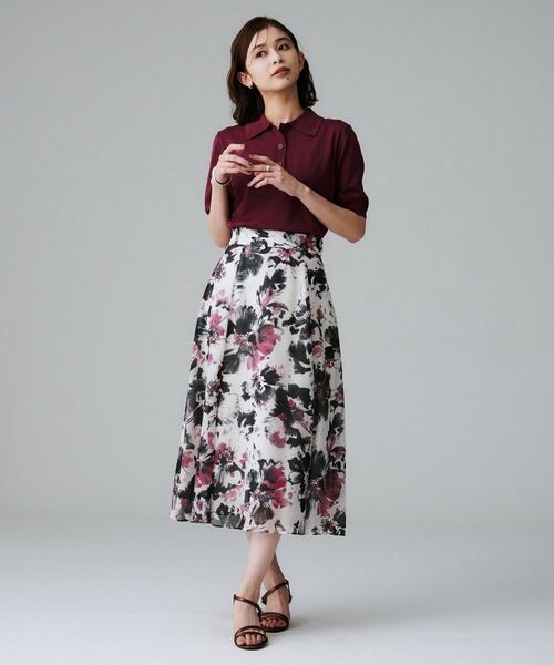 UNTITLED / アンタイトル ロング・マキシ丈スカート | 【シアー/後ろウエストゴム/花柄】ペイントフラワースカート | 詳細4