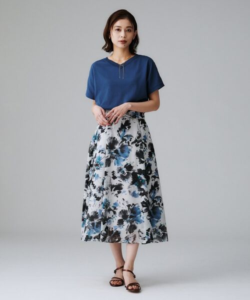 UNTITLED / アンタイトル ロング・マキシ丈スカート | 【シアー/後ろウエストゴム/花柄】ペイントフラワースカート | 詳細8