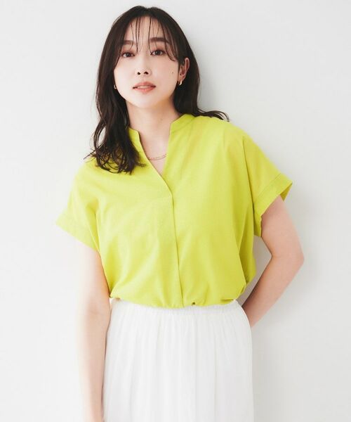 UNTITLED/アンタイトル 【洗える/スキッパー】フレンチスリーブシアーブラウス グリーン(025) 02(M) UNTITLED/アンタイトル 【洗える/スキッパー】フレンチスリーブシアーブラウス グリーン(025) 02(M)