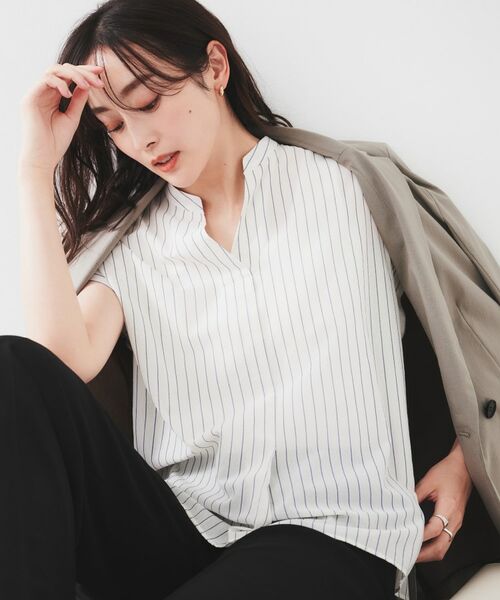 UNTITLED/アンタイトル 【洗える/スキッパー】フレンチスリーブシアーブラウス オフホワイト(303) 04(2LT) UNTITLED/アンタイトル 【洗える/スキッパー】フレンチスリーブシアーブラウス オフホワイト(303) 04(2LT)