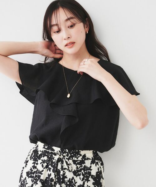 UNTITLED / アンタイトル シャツ・ブラウス | 【きれいめ/洗える/フリル】ラッフルシアーブラウス(ブラック(019))
