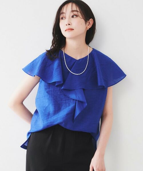UNTITLED / アンタイトル シャツ・ブラウス | 【きれいめ/洗える/フリル】ラッフルシアーブラウス(ブルー(093))