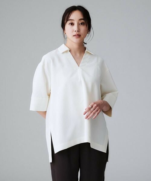 UNTITLED / アンタイトル シャツ・ブラウス | 【UVカット/接触冷感/吸水速乾/ゆったり】V開きネックシャツ | 詳細2