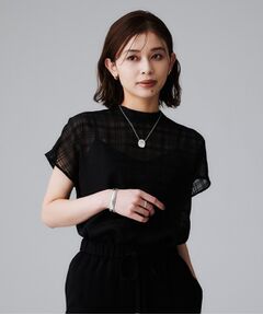 UNTITLED / アンタイトル シャツ・ブラウス | 【シアー】チェックスタンドネックブラウス