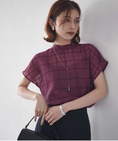 UNTITLED / アンタイトル シャツ・ブラウス | 【シアー】チェックスタンドネックブラウス