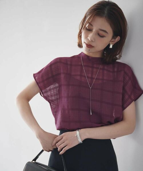 UNTITLED / アンタイトル シャツ・ブラウス | 【シアー】チェックスタンドネックブラウス | 詳細10