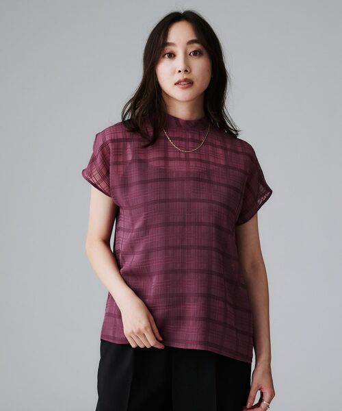 UNTITLED / アンタイトル シャツ・ブラウス | 【シアー】チェックスタンドネックブラウス | 詳細11