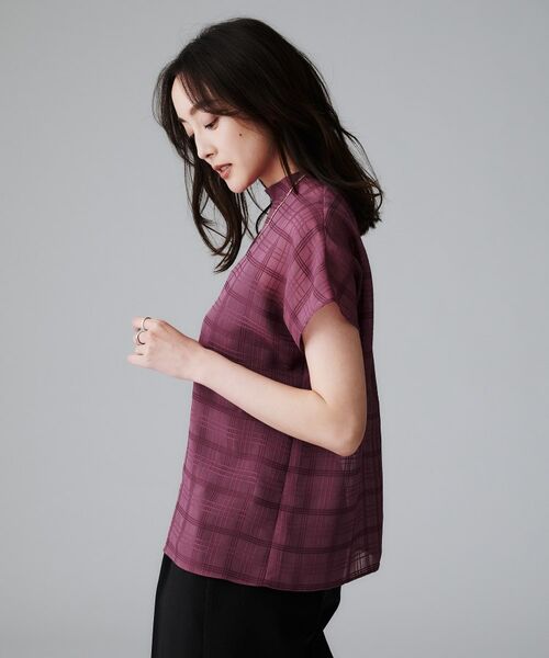 UNTITLED / アンタイトル シャツ・ブラウス | 【シアー】チェックスタンドネックブラウス | 詳細12