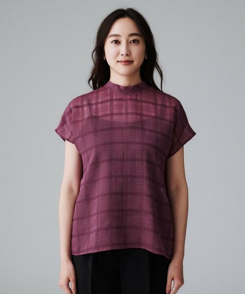 UNTITLED / アンタイトル シャツ・ブラウス | 【シアー】チェックスタンドネックブラウス | 詳細15