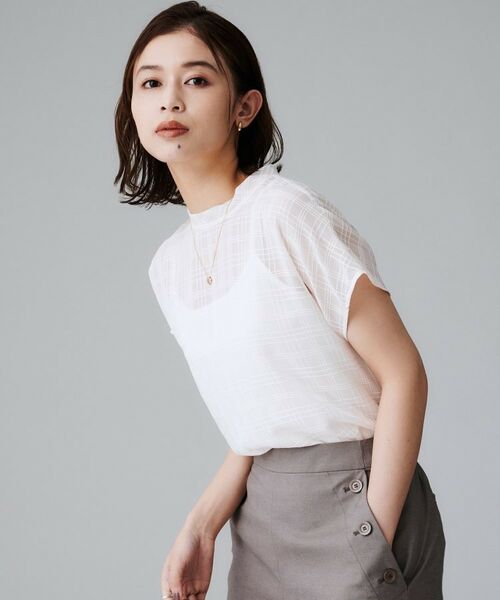 UNTITLED / アンタイトル シャツ・ブラウス | 【シアー】チェックスタンドネックブラウス | 詳細2