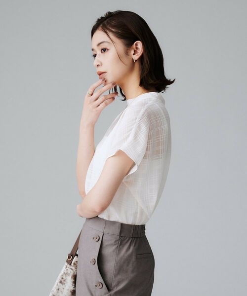 UNTITLED / アンタイトル シャツ・ブラウス | 【シアー】チェックスタンドネックブラウス | 詳細3