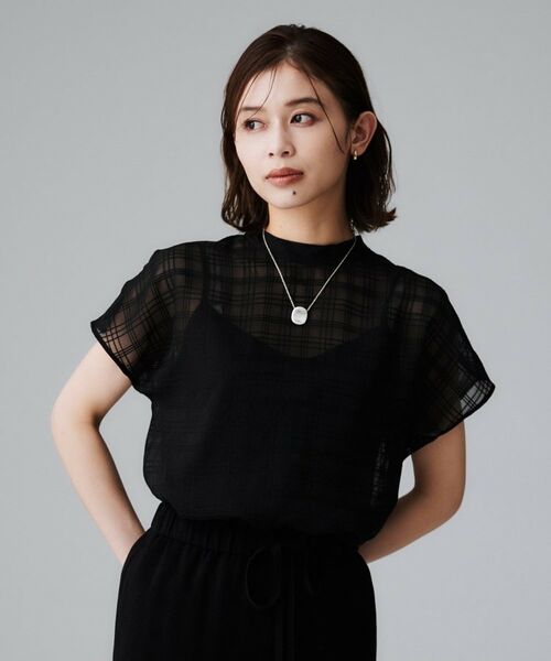 UNTITLED / アンタイトル シャツ・ブラウス | 【シアー】チェックスタンドネックブラウス | 詳細6