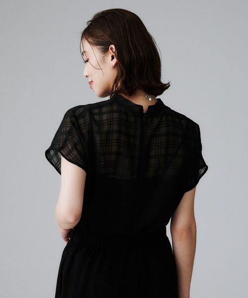 UNTITLED / アンタイトル シャツ・ブラウス | 【シアー】チェックスタンドネックブラウス | 詳細7