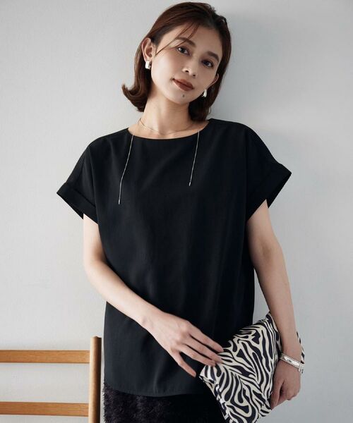 UNTITLED/アンタイトル 【セットアップ可/はっ水/通勤】リラククール 半袖ブラウス ブラック(019) 48(5L) UNTITLED/アンタイトル 【セットアップ可/はっ水/通勤】リラククール 半袖ブラウス ブラック(019) 48(5L)