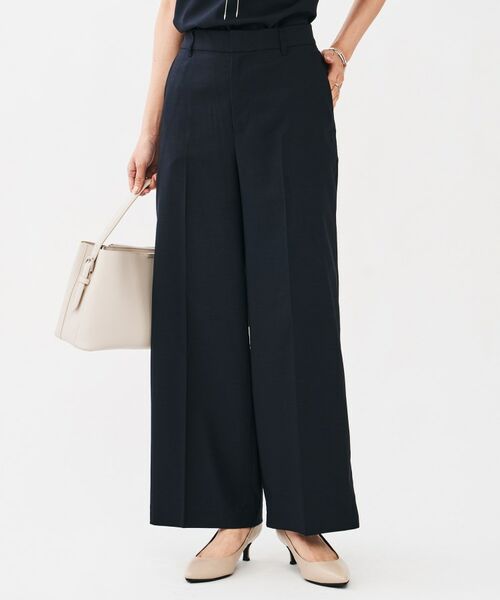 UNTITLED / アンタイトル ショート・ハーフ・半端丈パンツ | リネンライク ワイドパンツ(ネイビー(094))
