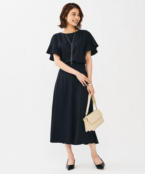 新品未使用タグ付き　自由区 リランチェフレアスカート 大きいサイズ　リネン　46 セール】 リネンライク フレアスカート （ロング・マキシ丈