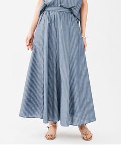 UNTITLED / アンタイトル ロング・マキシ丈スカート | キュプラ混ストライプフレアスカート