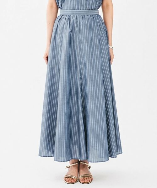 UNTITLED / アンタイトル ロング・マキシ丈スカート | キュプラ混ストライプフレアスカート | 詳細10