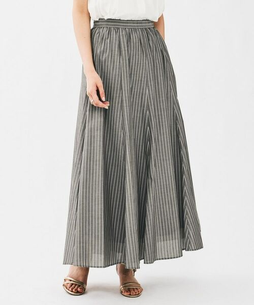 UNTITLED / アンタイトル ロング・マキシ丈スカート | キュプラ混ストライプフレアスカート | 詳細2
