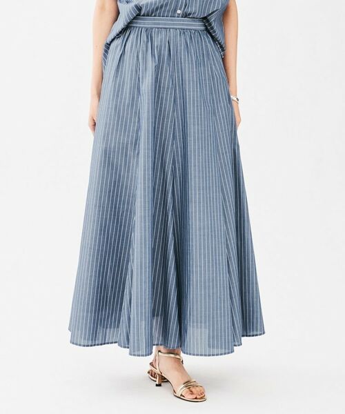 UNTITLED / アンタイトル ロング・マキシ丈スカート | キュプラ混ストライプフレアスカート | 詳細6