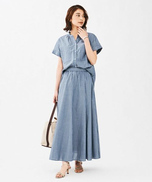 UNTITLED / アンタイトル ロング・マキシ丈スカート | キュプラ混ストライプフレアスカート | 詳細8