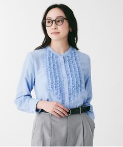 UNTITLED / アンタイトル シャツ・ブラウス | フィブリルサテン フリルネックブラウス