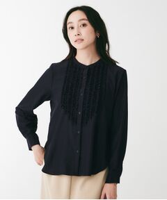 UNTITLED / アンタイトル シャツ・ブラウス | フィブリルサテン フリルネックブラウス