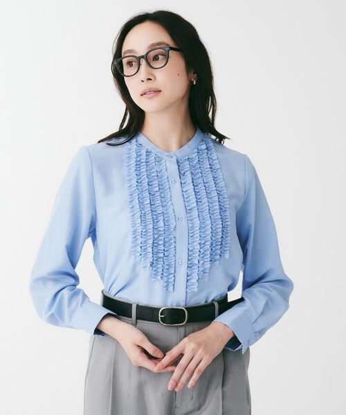 UNTITLED / アンタイトル シャツ・ブラウス | フィブリルサテン フリルネックブラウス | 詳細6