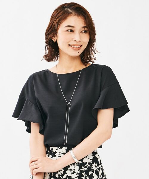 UNTITLED / アンタイトル シャツ・ブラウス | リネンライク クルーネックブラウス(チャコールグレー(014))