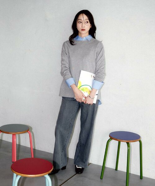 UNTITLED / アンタイトル デニムパンツ | 【グレー/ブルー/ジーンズ】ソフトワイドデニムパンツ | 詳細3