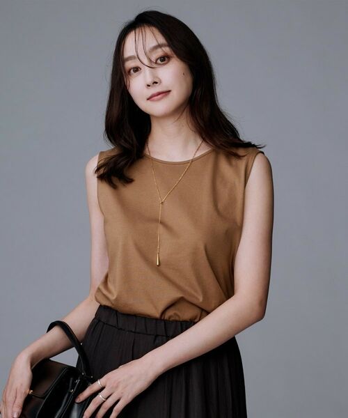 UNTITLED / アンタイトル カットソー | 【接触冷感/コットン100/洗える/丸首】ノースリーブ天竺プルオーバー | 詳細10