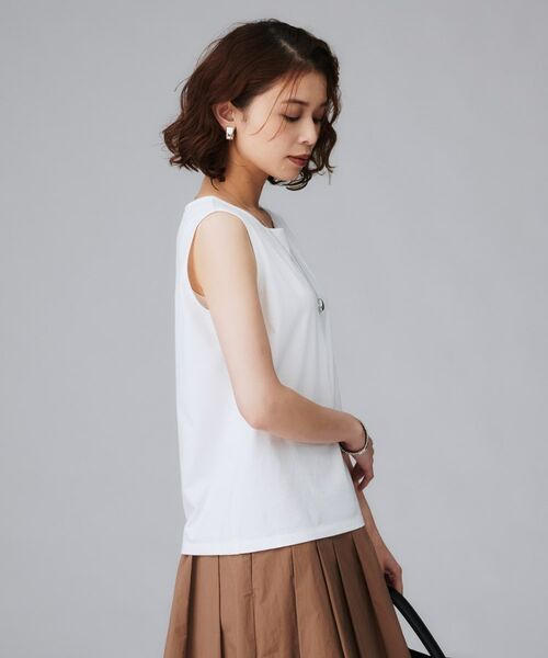 UNTITLED / アンタイトル カットソー | 【接触冷感/コットン100/洗える/丸首】ノースリーブ天竺プルオーバー | 詳細3