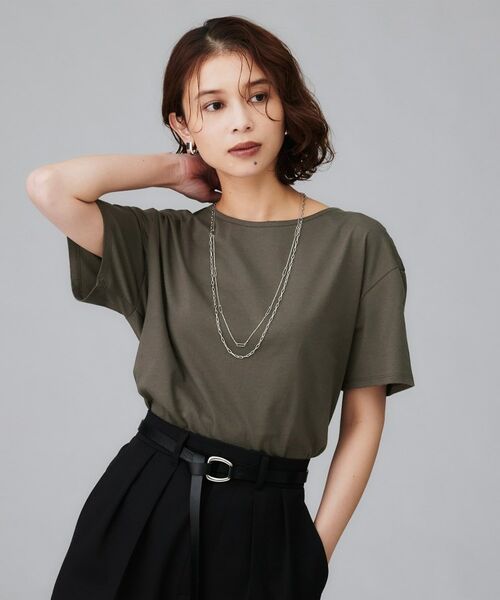 UNTITLED / アンタイトル Tシャツ | 【接触冷感/コットン100/洗える/Tシャツ】半袖天竺プルオーバー(チャコールグレー(013))