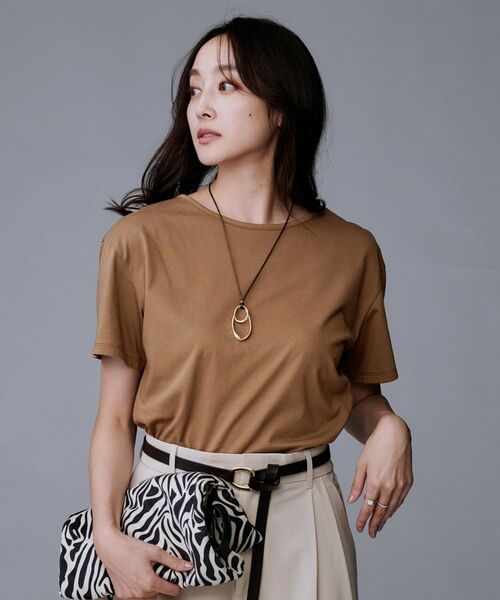 UNTITLED / アンタイトル Tシャツ | 【接触冷感/コットン100/洗える/Tシャツ】半袖天竺プルオーバー(キャメルブラウン(041))