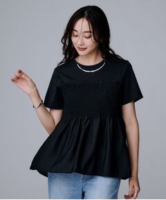 UNTITLED / アンタイトル カットソー | 【コットン100/洗える/Tシャツ】シャーリングドッキングペプラム