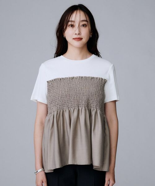 UNTITLED / アンタイトル カットソー | 【コットン100/洗える/Tシャツ】シャーリングドッキングペプラム | 詳細10