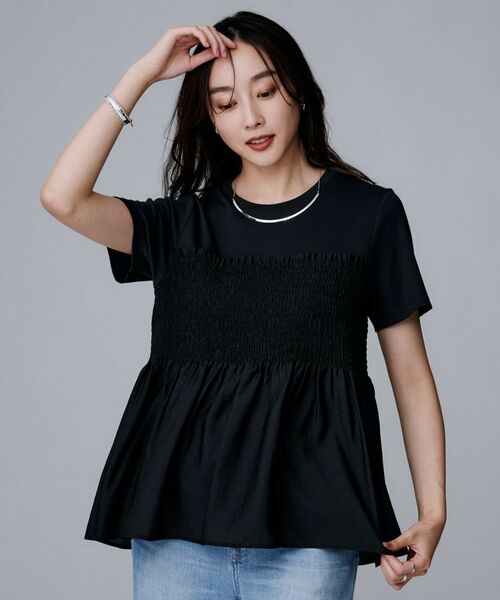 UNTITLED / アンタイトル カットソー | 【コットン100/洗える/Tシャツ】シャーリングドッキングペプラム | 詳細2