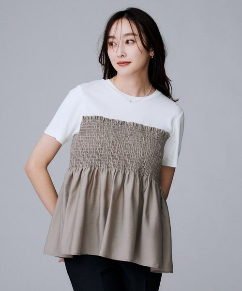 UNTITLED / アンタイトル カットソー | 【コットン100/洗える/Tシャツ】シャーリングドッキングペプラム | 詳細6