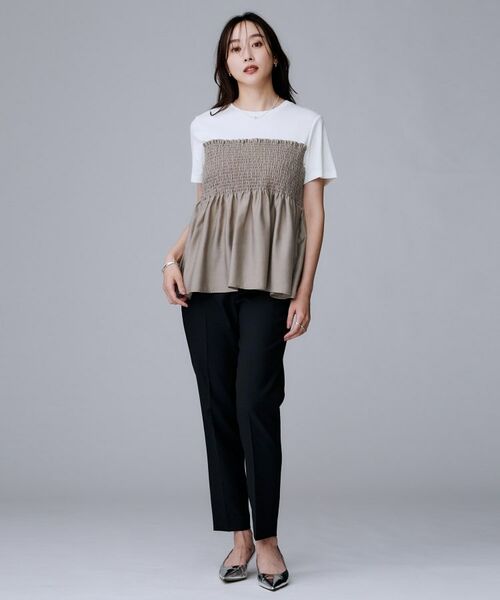 UNTITLED / アンタイトル カットソー | 【コットン100/洗える/Tシャツ】シャーリングドッキングペプラム | 詳細8